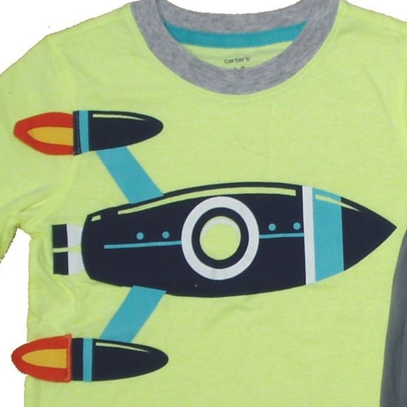 Rocket Spaceship Tee Shorts Oufit Boys Top Shirt 2 pc Set Pant BTS - Picture 3 of 6